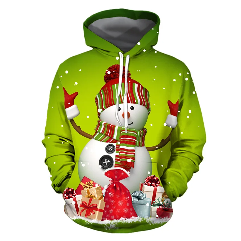 

New 3D Printed Christmas Snowman Hoodies Men Women Happy New Year Fashion Casual Autumn Winter Sweatshirts Christmas Gift Coat