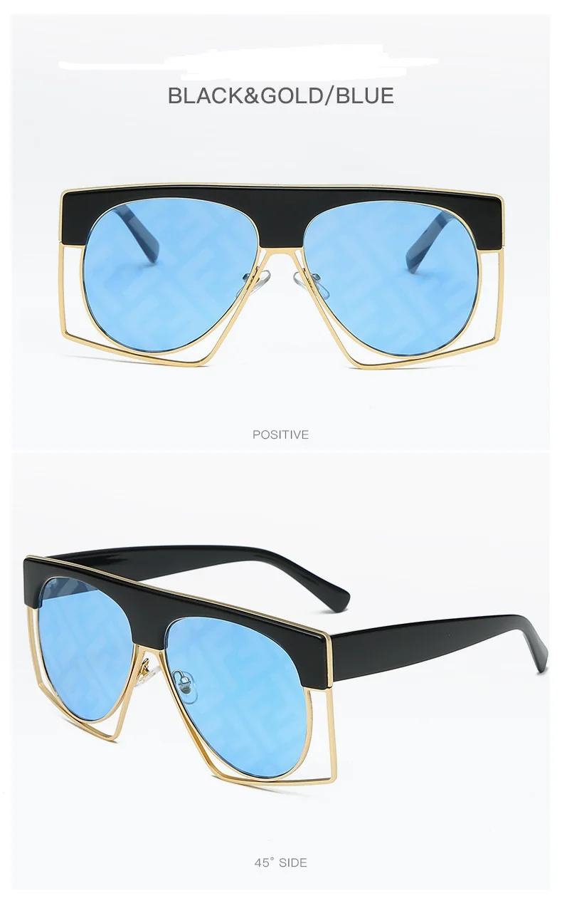 Fashion Oversized Sunglasses Women Fashion New Big pilot Frame Top Sun glasses Female Vintage Retro Sunglass For Women Men