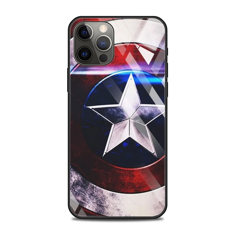 Tempered Glass Case For iPhone 13 12 11 Pro Max Mini X XR XS Max 8 7 6s Plus SE 2020 Phone Shell Fundas Marvel Avengers Comics iphone 12 pro max silicone case