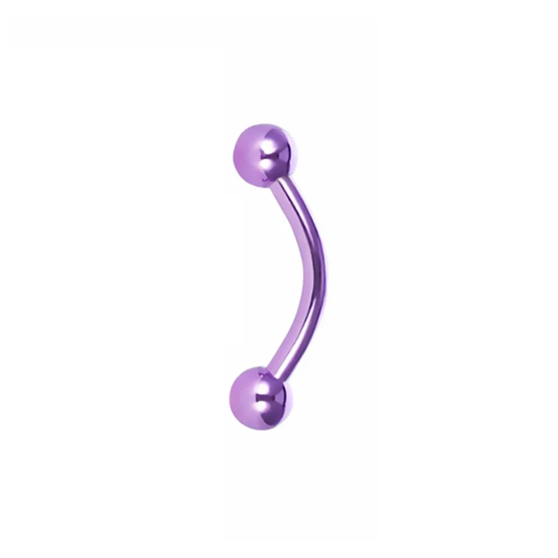 Ball-purple color 1 шт., красочное кольцо для бровей из нержавеющей стали, унисекс, 16 г, изогнутая бровь в форме штанги, пирсинг в стиле панк для женщин и мужчин, ювелирные изделия для тела, пирсинг - Окраска металла: Ball-purple color