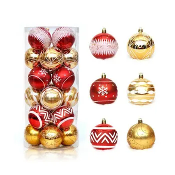 

24Pcs 6cm Christmas PVC Ball Baubles Xmas Tree Hanging Bauble For Party Festival Wedding Decor Ornament Gifts