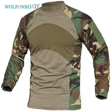 WOLFONROAD мужские тактические Футболки с длинным рукавом, камуфляжные охотничьи футболки, весенние мужские тренировочные Пейнтбольные рубашки, одежда