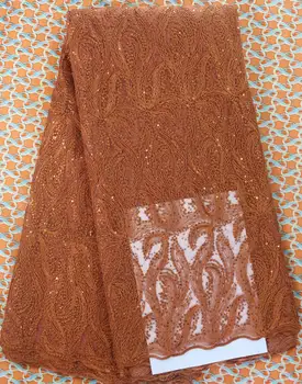 

AFRICAN FRENCH LACE FABRIC HIGH QUALITY NET CORD LACE WITH SEQUINS X2010