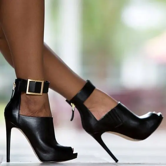 

High heel fish mouth sandals Women Pumps Ladies Sexy Buckle Strap Roman High Heels Open Toe Sandals Party Wedding Shoes Size