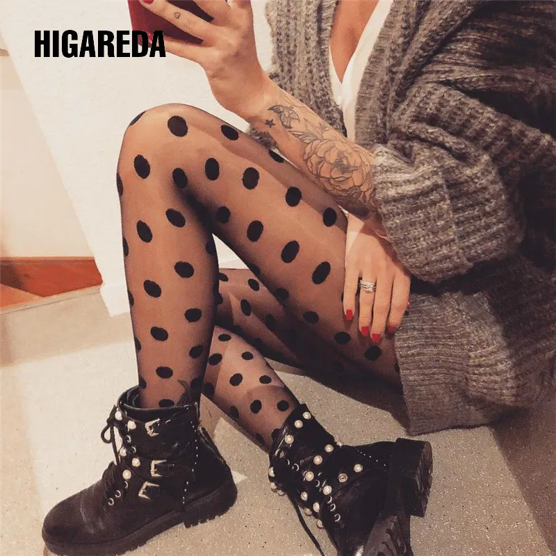 

Women's leggings sexy transparent Dot high waist net yarns sexy Garter net hose fishnet fashion panty