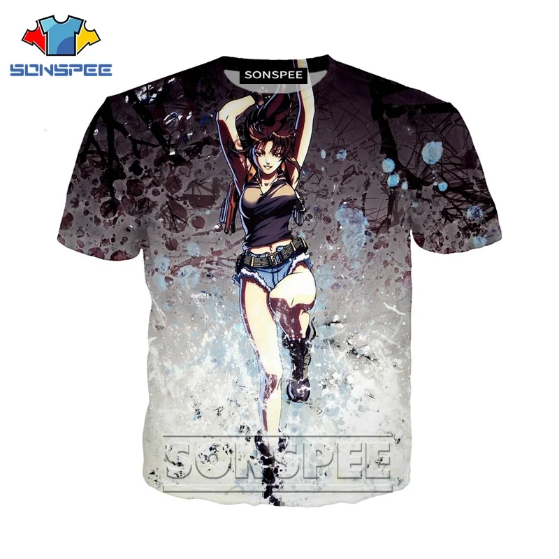 Аниме 3d печать Черная Лагуна пистолет футболка уличная досуг мужская пляжная Женская модная футболка Harajuku Детские рубашки homme футболка A164 - Цвет: 15