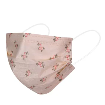

10-200 PCS Adult Face Maks Disposable Mask Dust Proof 3 Layer Earring Unisex Fashion Flower Print Mouth Cover Mask Mascarar