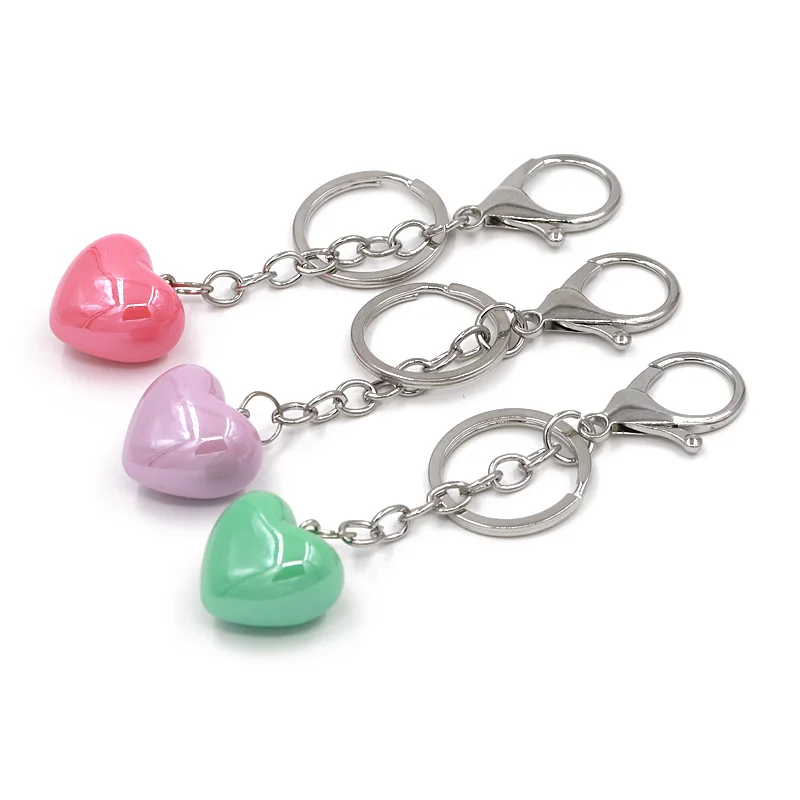 

VONNOR Jewelry Keychain Colorful Acrylic Heart Pendant Key Ring Women Handbag Accessories keychains for Car