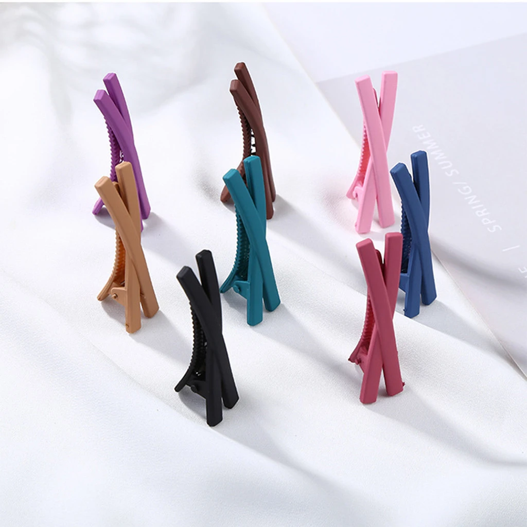 Girls Woman Barrettes Hair Clips Cross Side Candy Color Frosted Clip Liu Hai Clip Frosted Hairpin Children Accessorie 830