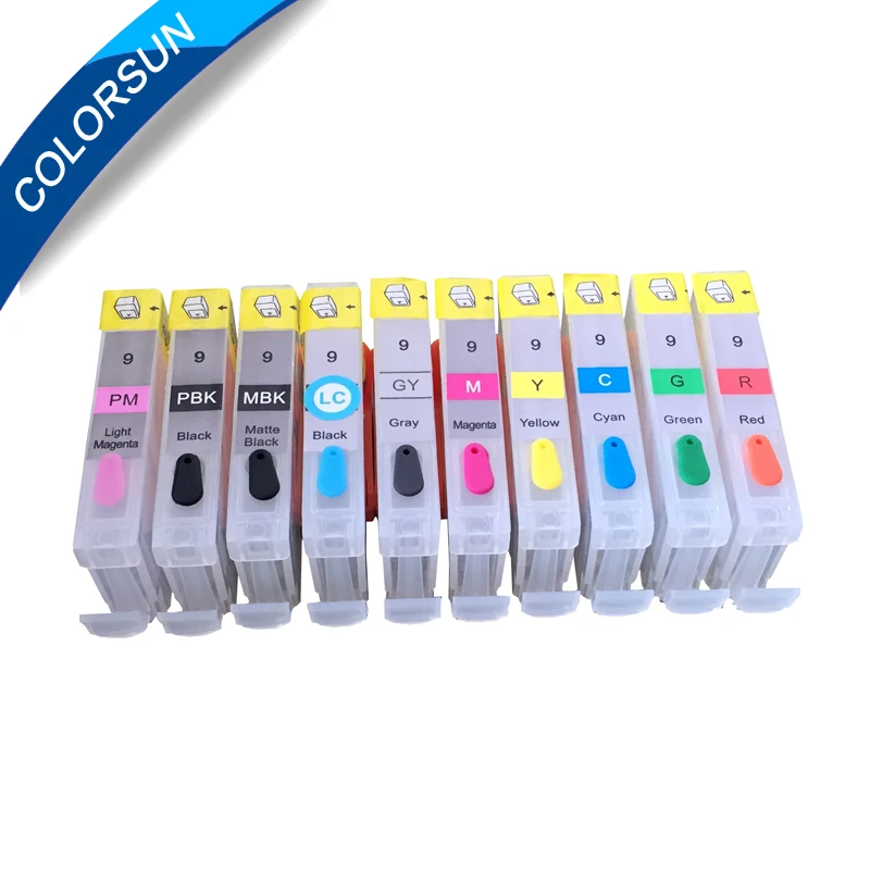 Colorsun 10 шт. PGI-9 PGI9 многоразовые картриджи для Canon PIXMA Pro 9500 Pro9500 Принтер с чипами