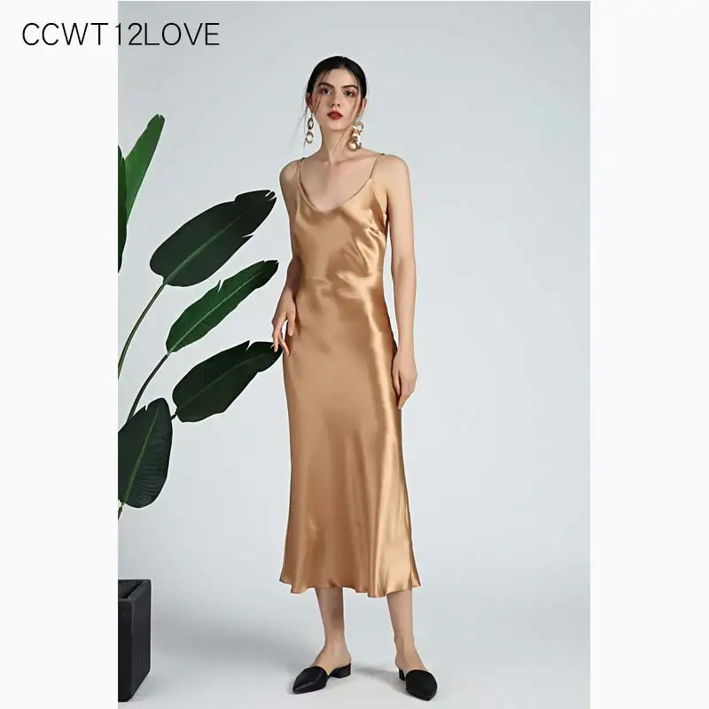 Orange Модное ацетатное летнее платье без рукавов, женские повседневные платья, миди платье-комбинация с v-образным вырезом, свободное белое платье, элегантное женское платье a Line - Цвет: Orange