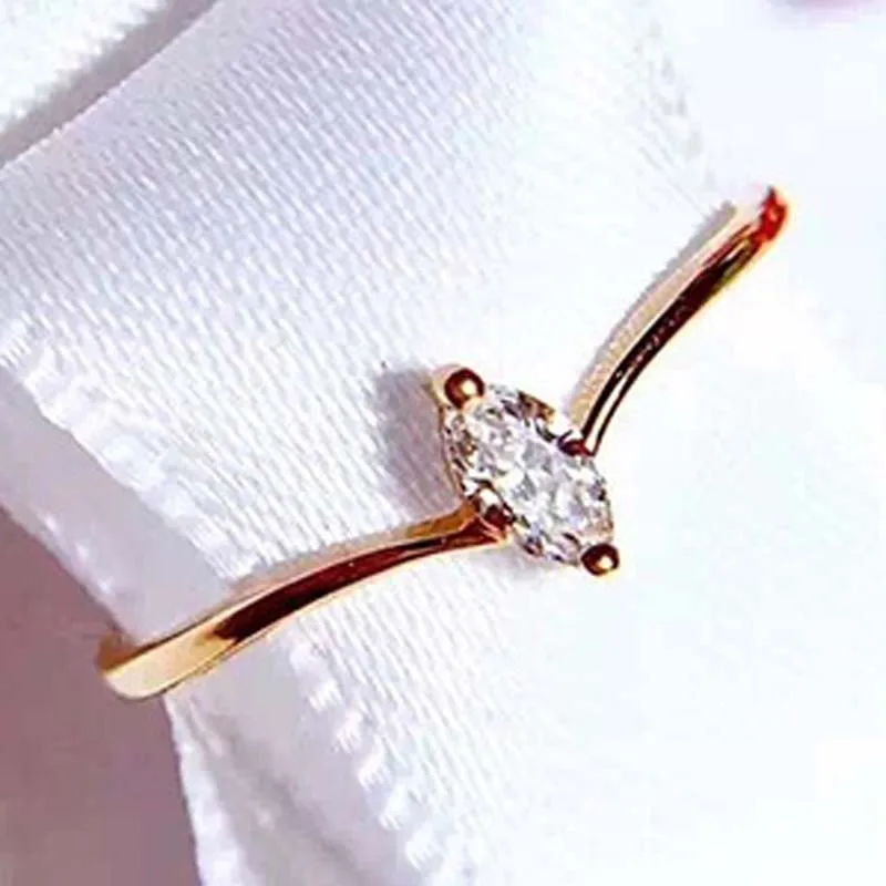 Кольцо из стерлингового серебра 925 пробы в форме Глаза Лошади, циркония, фианита, простой изящный дизайн короны, женское имитационное v-образное кольцо