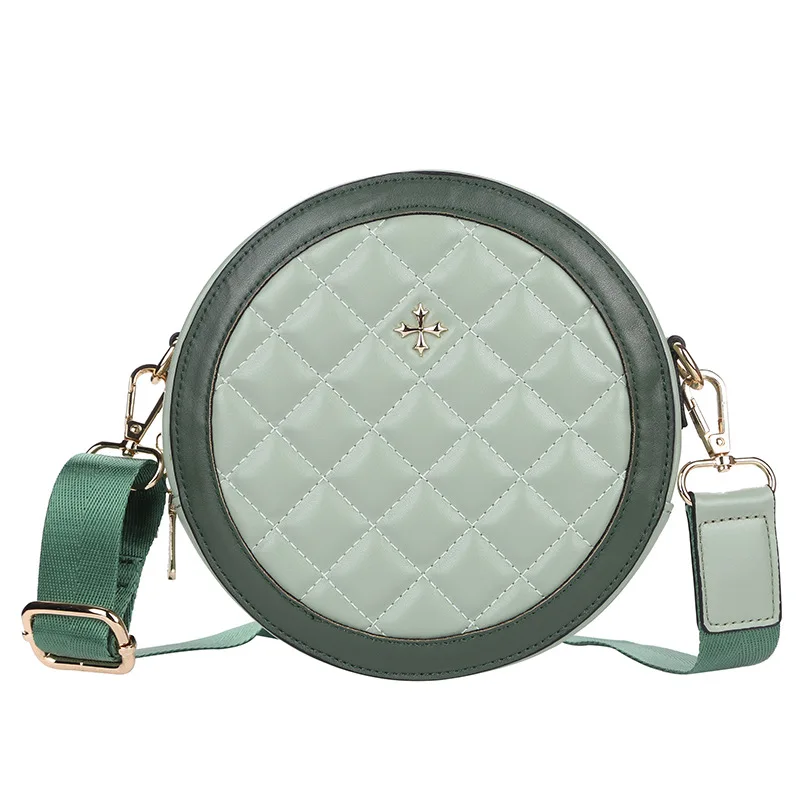 

Baellerry Korean Women's Round Fashion Bag with Zipper Large Capacity Mobile Phone Bag for Lattice Single Shoulder Messenger Bag