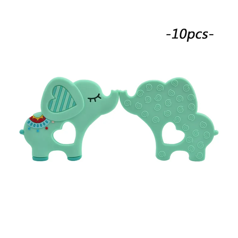 LOFCA 10 шт. детский силиконовый Прорезыватель слон пустышка Клип пищевой силиконовый бисер ребенок прорезывание зубов игрушка лекарственная соска цепь - Цвет: mint