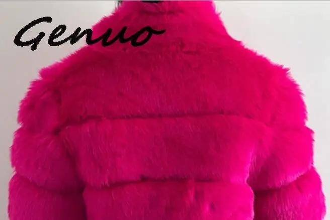 Genuo, новинка, S-3XL размера плюс, зимняя, новая, модная, брендовая, искусственный Лисий мех, куртка, женская, теплая, хорошее качество, теплая, толстая, искусственный мех, пальто - Цвет: rose Red