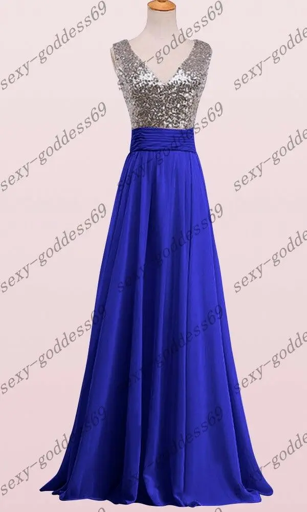 Royal Blue 28 ТРАПЕЦИЕВИДНОЕ шифоновое кружевное платье с блестками и v-образным вырезом; элегантное платье подружки невесты с открытыми плечами; платья для свадебной вечеринки; robe de soiree; кружевное платье - Цвет: Royal Blue 28