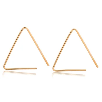 

TTLIFE Simple Geometric Opening Triangle Earrings 3 Colors Copper Gilded Fashion Jewelry Women Stud Earrings for Party 21mm