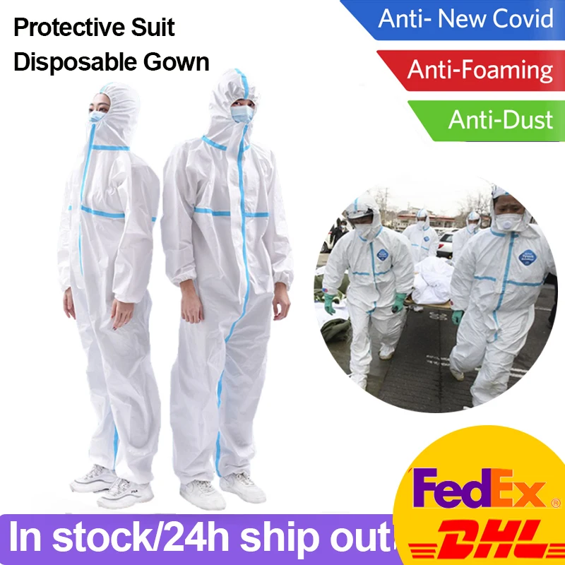 

Protective Suit Prevent Droplets Anti-epidemic Disposable Gowns Protective Clothing Hazmat Suit Waterproof Dust-proof Coverall