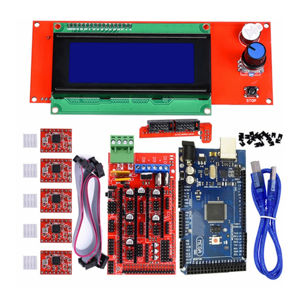 motor in printer 3D Printer Controller Kit for Arduino RepRap RAMPS 1.4 + 2560 Board + A4988 Stepper Motor Driver + LCD 2004 Graphic Display motor stepper printer 3D Printer Parts & Accessories