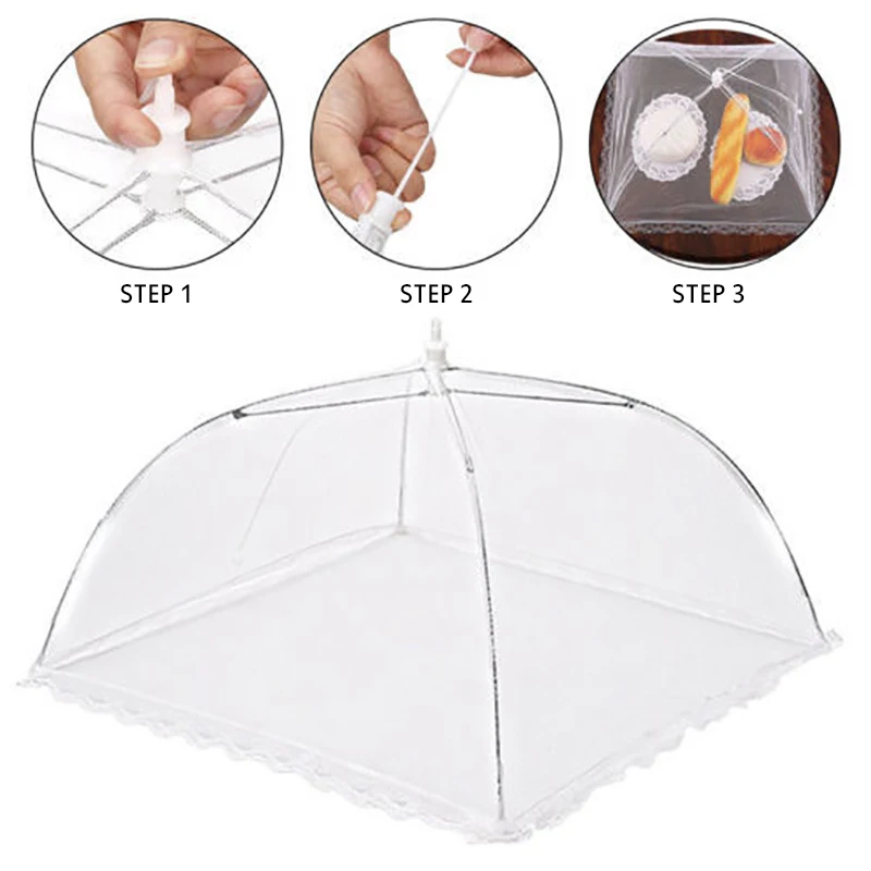 Foldable Kitchen Dish Cover Large Mesh Food Cover Solid Color Dish Anti-flies Anti-mosquito Outdoor Camping food cover