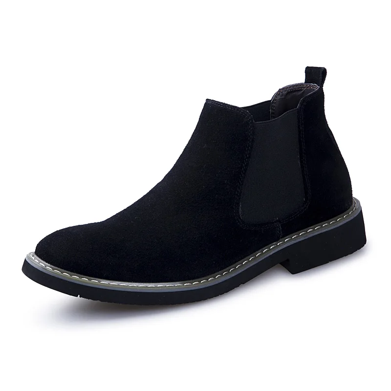

2018 New Spring Autumn Fashion Casual For Men Ankle Chelsea Boots Men Shoes Cow Suede Leather Slip On Motorcycle Men Boot