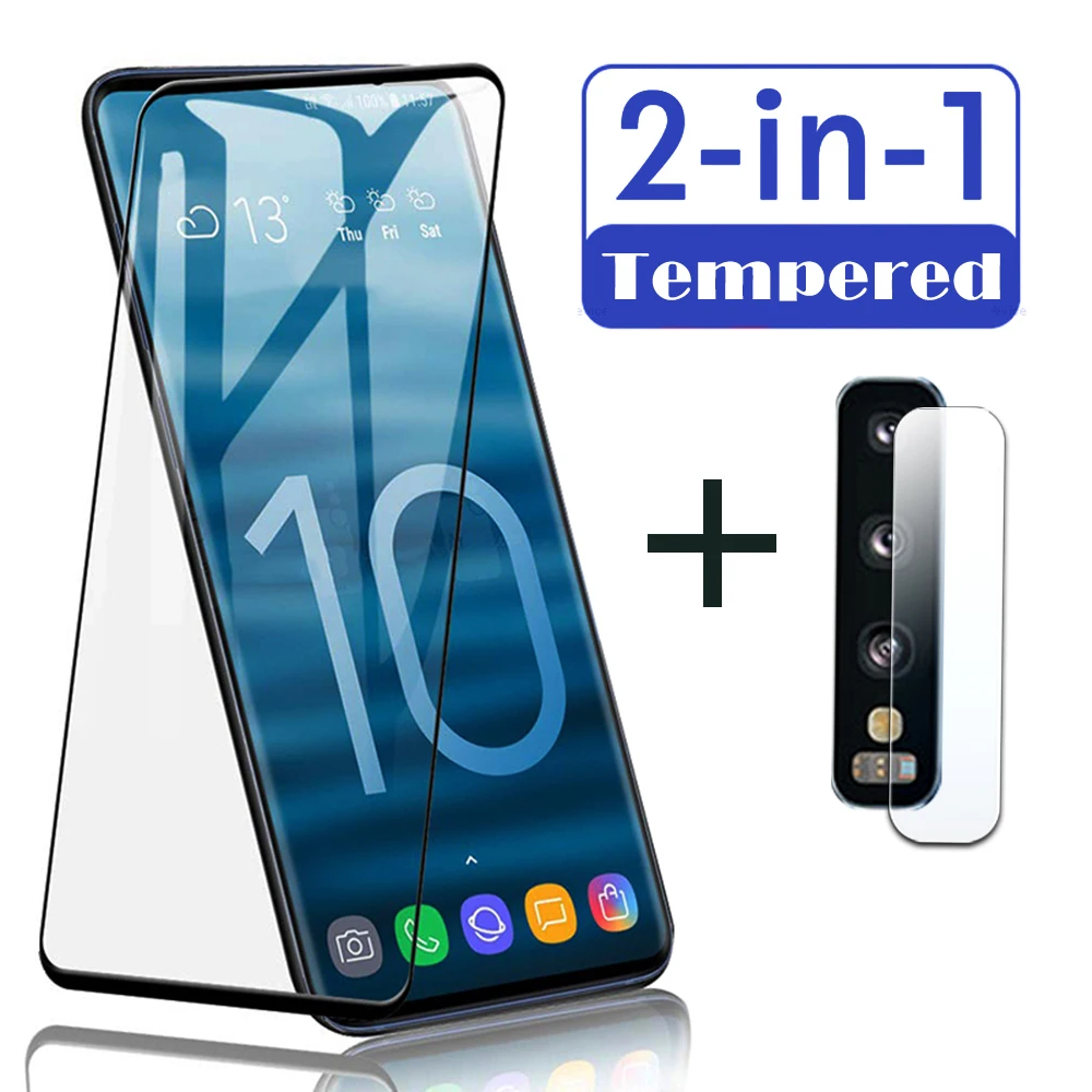 2-in-1 glass for samsung galaxy s10plus screen protector s 10e s10 plus s10e s20 s20+ ultra with camera lens 10 10s protective | Мобильные