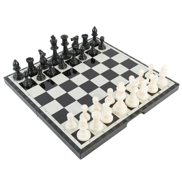 Luxo grande conjunto de xadrez dobrável plástico não magnético