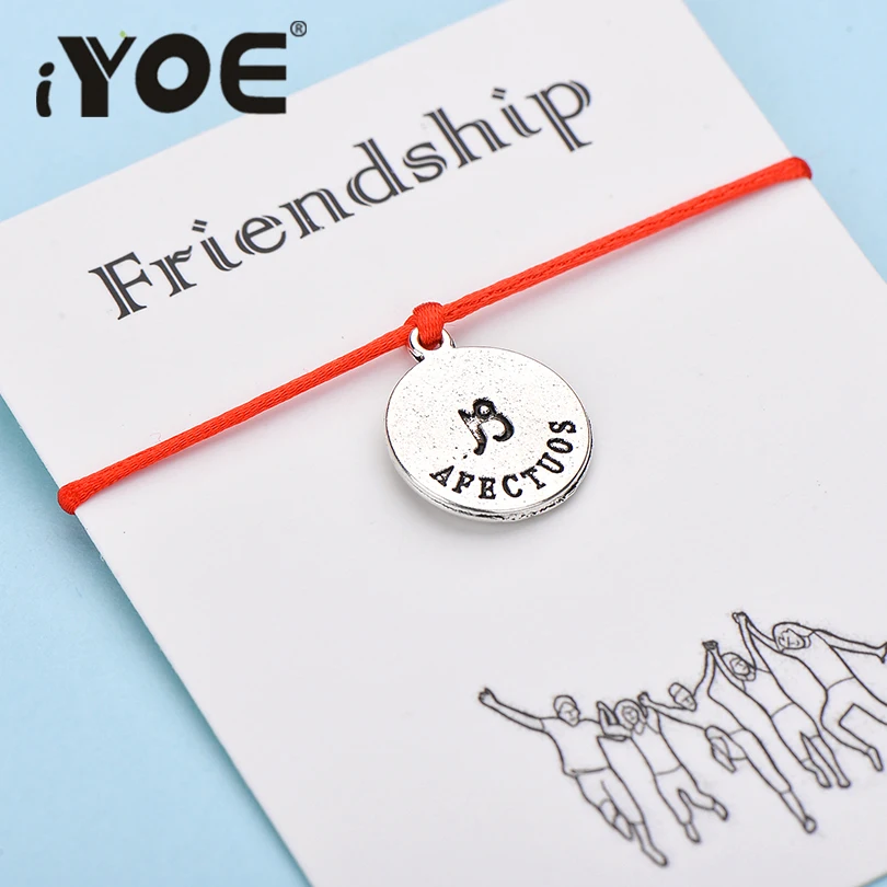 

IYOE Wish Card Friendship Charm Bracelets For Women Men 12 Constellation Double Zodiac Sign Black $ Red Rope Bracelet Hand Braid