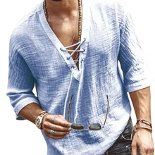 Chemise à manches courtes en coton et lin pour Homme, ample, décontractée, avec col à boutons, en soie, nouvelle collection printemps été