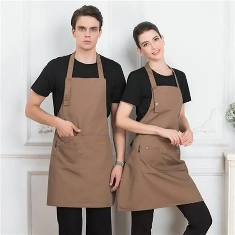Fashion Pure Color Adjustable Work Apron Chef Cooking Kitchen Apron For Woman man bib unisex Waiter BBQ Hairdresser Uniform