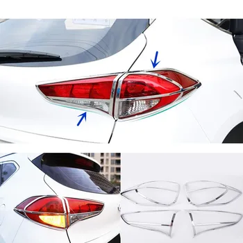 

For Hyundai Tucson 2015 2016 2017 2018 Car Rear Tail Back Light Lamp Detector Frame Stick Chrome ABS Cover Trim Switch 4pcs