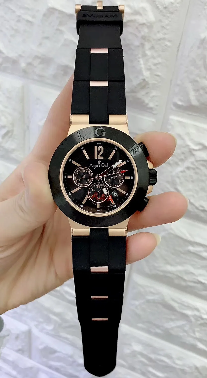 

Luxury Brand New Men Stainless Steel Rose Gold Rubber Silver Black Japanese Quartz Chronograph Sapphire Classic Sports Watch AAA
