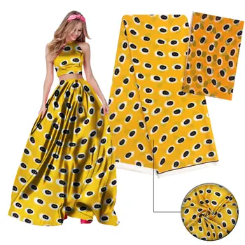 

yellow color 2+4yards satin silk with chiffon fabric soft african fabric for dress ankara fabric african wax prints fabric niger