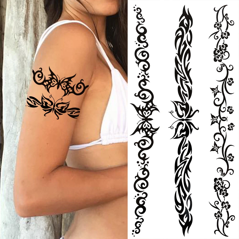 Supperb Temporary Tattoos  Pink Tribal Flower Vine Temporary Tattoo T   supperbtattoo