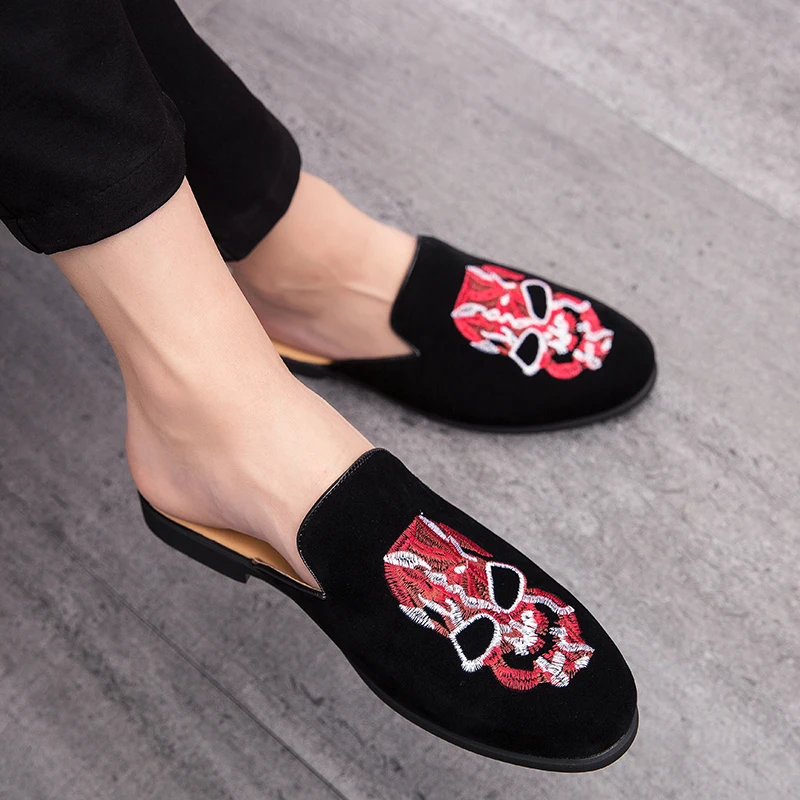 Мужские замшевые кожаные туфли без задника Zapatos Модельные тапочки застежки с