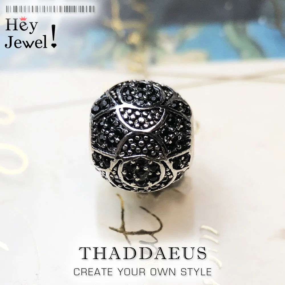 Бусины черные раздавленные серебряные и стразы подходят для браслета