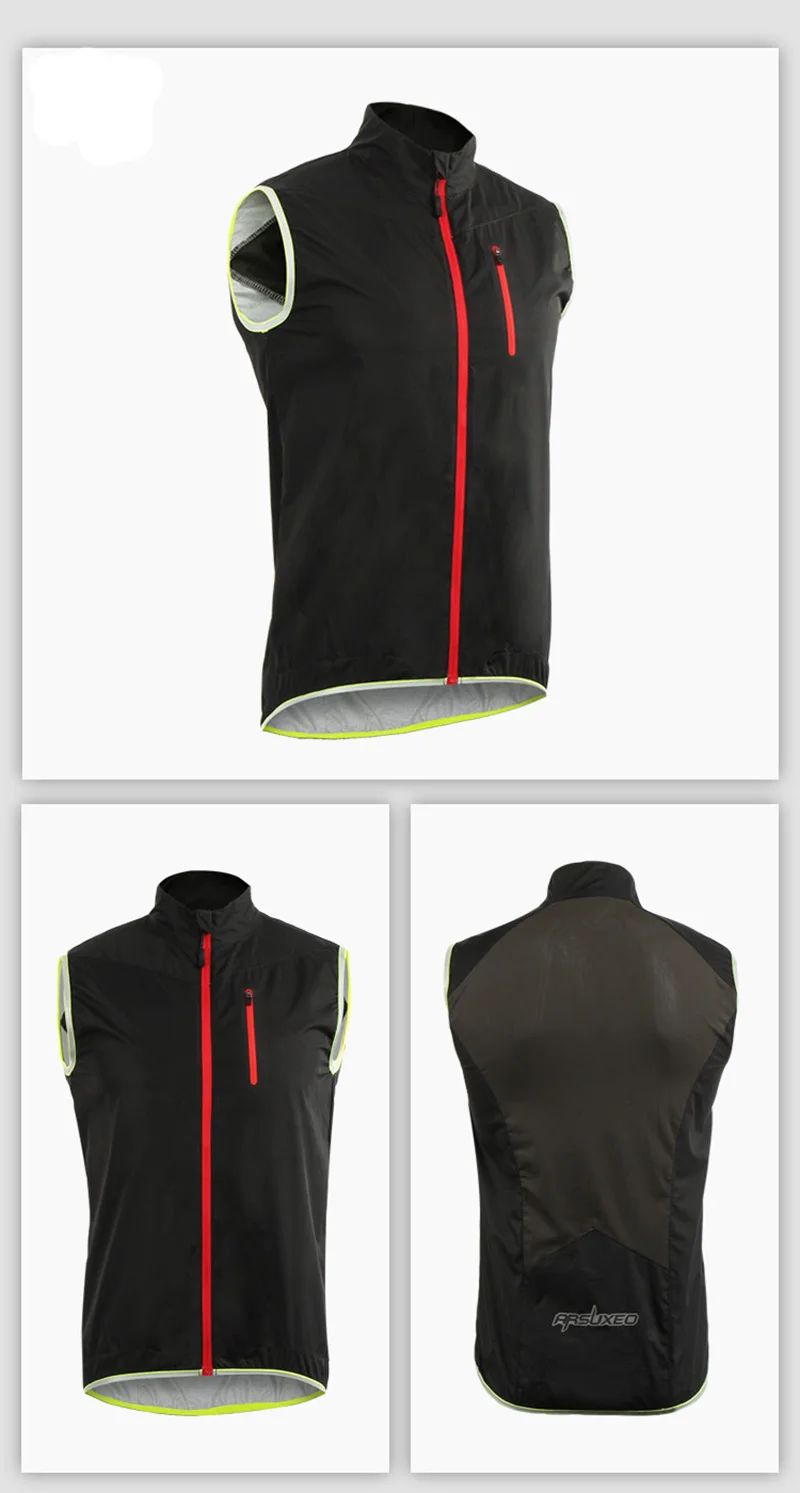 ARSUXEO, Мужская велосипедная жилетка, ветрозащитная, водонепроницаемая, MTB, ветровка для велосипеда, велосипедная жилетка, куртка, дышащая, отражающая одежда, 17V2