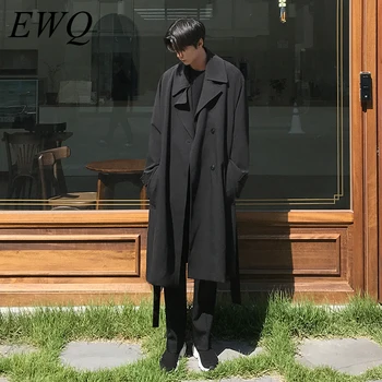 

EWQ / men's wear 2020 Spring fashion loose large size Windbreaker Long coat Overknee Trend Handsome all-match long jacket 9Y902
