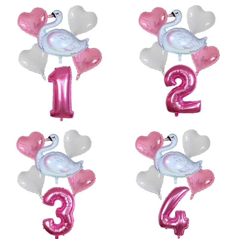 

5pcs White Elegant Swan Balloons 18inch Heart Foil Helium Balloon Birthday Party Sweet Decor Heart Latex Air Globos Kids Toys