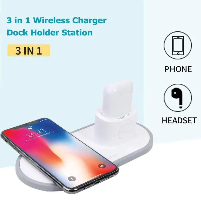 3 в 1 Беспроводное зарядное устройство держатель колыбели для iphone airpods Зарядка для часов Apple Адаптивная поддержка 10 Вт Быстрая зарядка