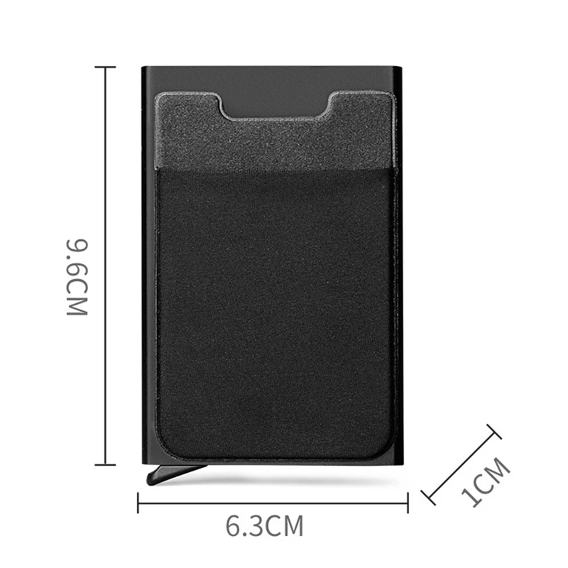 Aluminum Wallet With Elasticity Back Pouch ID Credit Card Holder RFID Mini Slim Wallet Automatic Credit Card Case