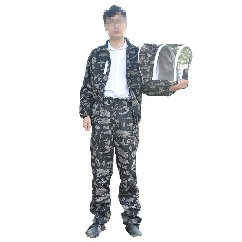 양봉가 전문 양봉 양봉에 대 한 1pcs 꿀벌 colth 블랙 위장 양복 안티 양 봉 의류 coverall