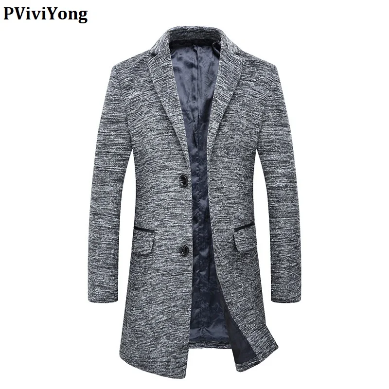 PViviYong,, Корея, Новое поступление, зимний, толстый, шерстяной Тренч, пальто для мужчин, тонкие куртки, Мужская парка, плюс-размер, M-XXXL, HY8821 - Цвет: Серый