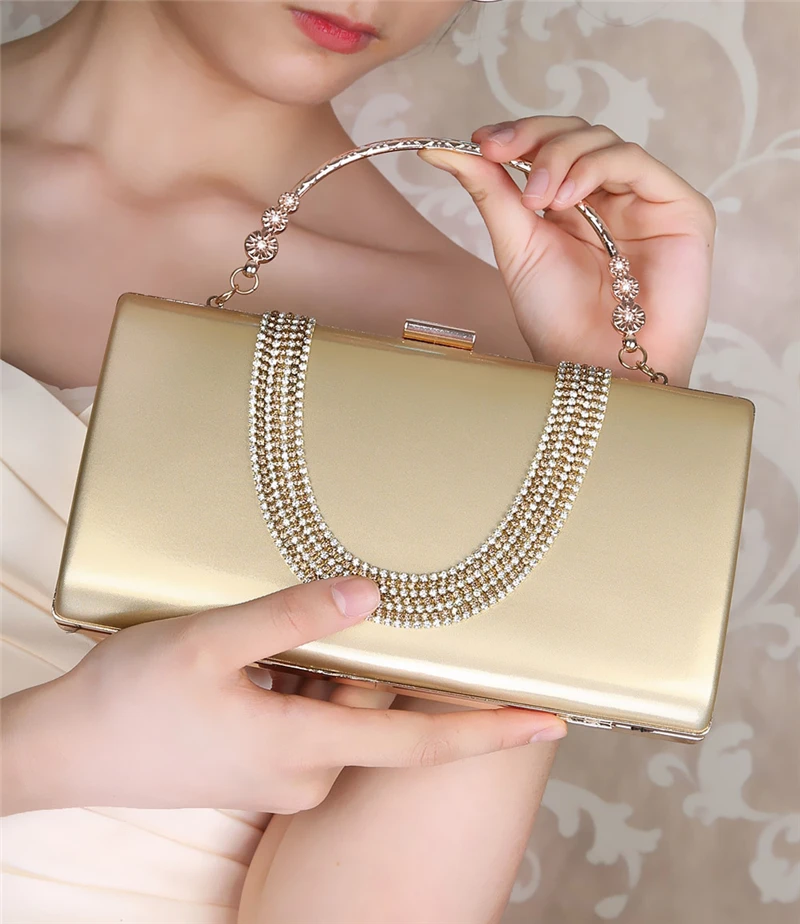 Bolso de mano de noche dorado para fiesta de boda, Cartera de mano con  diamantes de imitación, de diseñador de lujo, de cuero PU, bolso de hombro  con cadena ZD1694| | - AliExpress