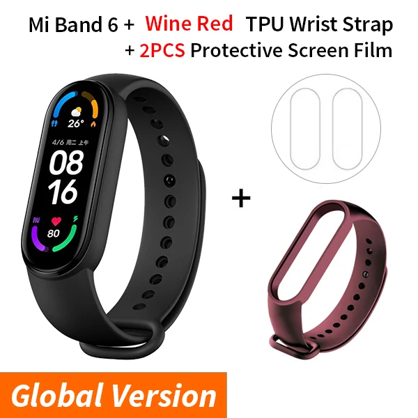 Multi-language Xiaomi Mi Band 6 Smart Bracelet 1.56"AMOLED Screen miBand 6 Heart Rate Fitness Traker Bluetooth 5ATM Waterproof 