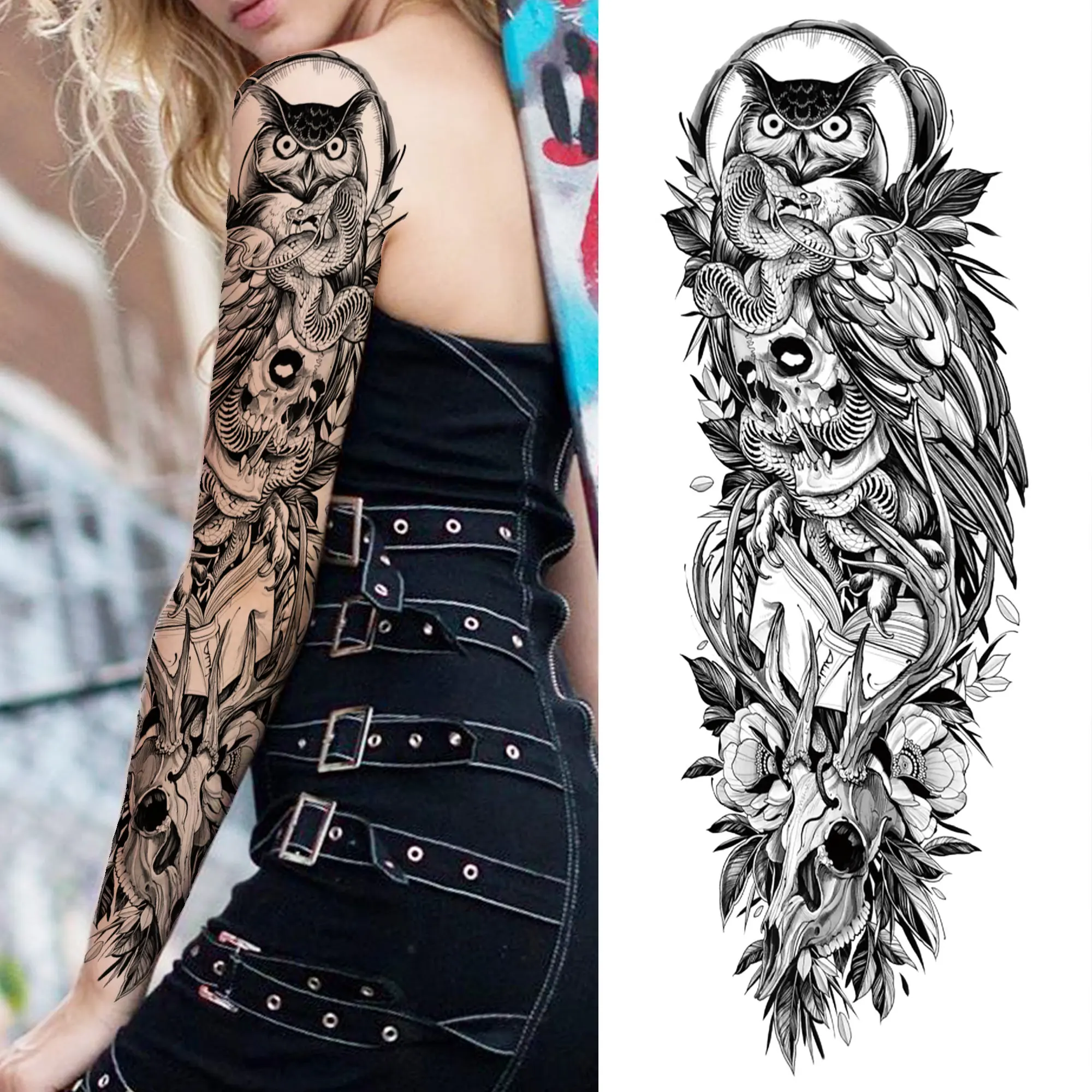 Tattoo Sticker For Men Women waterproof Temporary Animal tattoo Forest lion  Tiger wolf Flash Tattoo Body