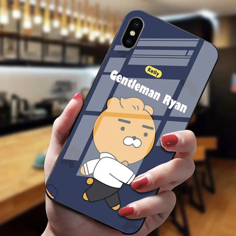 Южнокорейский мультфильм закаленное стекло чехол для телефона s для iphone XS Max XR X 5 5S SE 11 Pro Max 8 7 6S Plus Роскошный чехол для телефона - Цвет: 1663