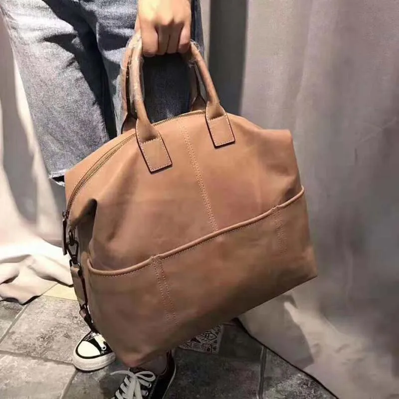 

Retro Genuine Leather Laptop Bag Simple Handbags Women 100% Cowhide Shoulder Bag Casual Big Tote Vintage Ladies Crossbody Bags