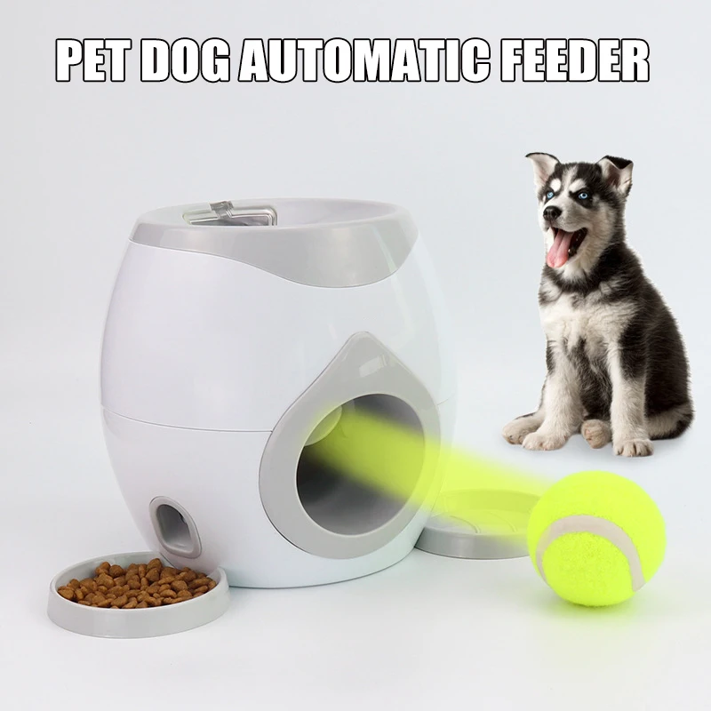 

Dog Slow Feeder Toy Tennis Ball Thrower Food Reward Machine Fetch and Treat Training Toy DTT88