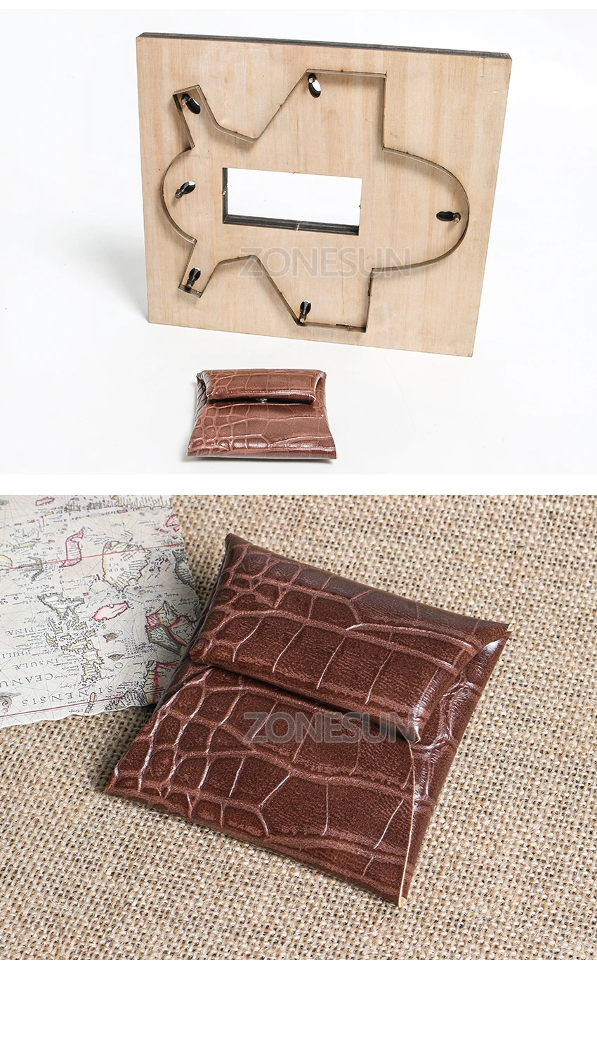 ZONESUN Z101 Customized leather cutting die handicraft tool coin purse punch coin pouch cutter mold DIY paper laser knife die